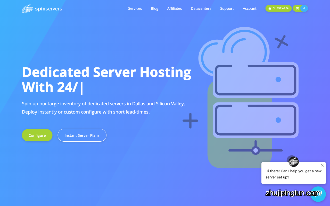 SpinServers homepage